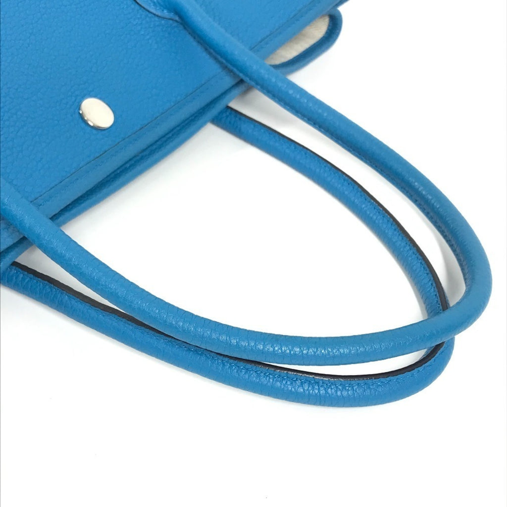 HERMES Garden Party PM 36 Handbag, Two-Tone Negonda Shoulder Bag, Tote Blue, Men's and Women's