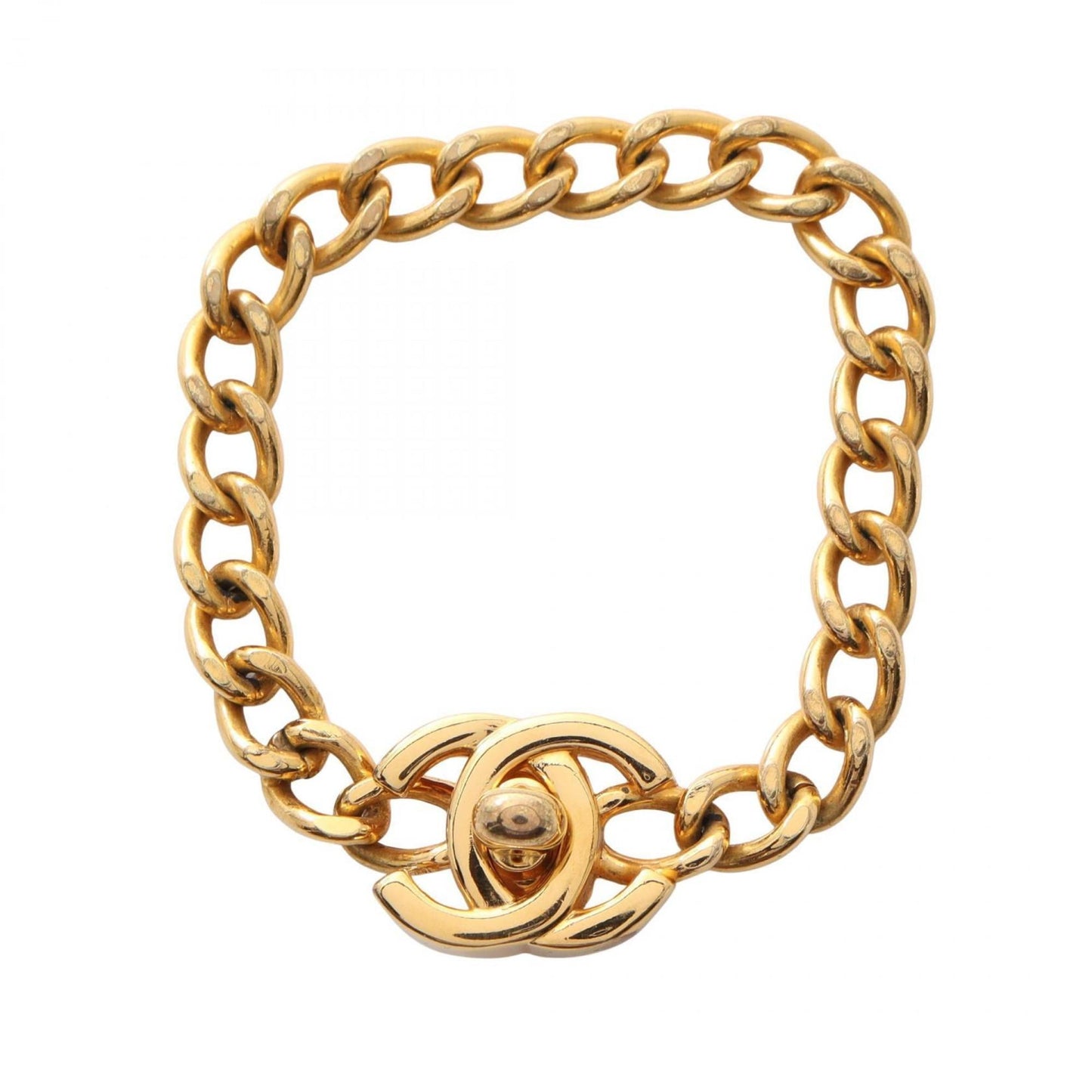 CHANEL Coco Mark Turn Lock Bracelet, Gold Plated, Women's