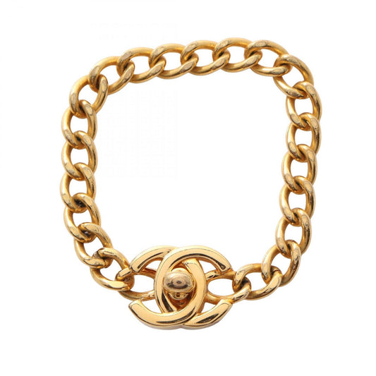 CHANEL Coco Mark Turn Lock Bracelet, Gold Plated, Women's