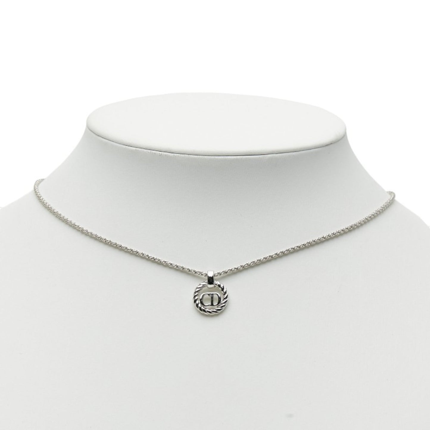 Christian Dior Dior CD logo necklace in silver metal for women.