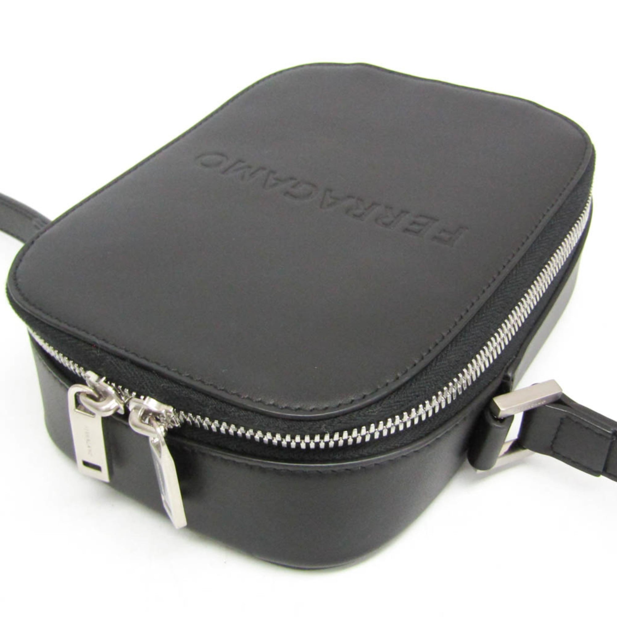 Salvatore Ferragamo AU-24 1469 Men's Leather Shoulder Bag Black