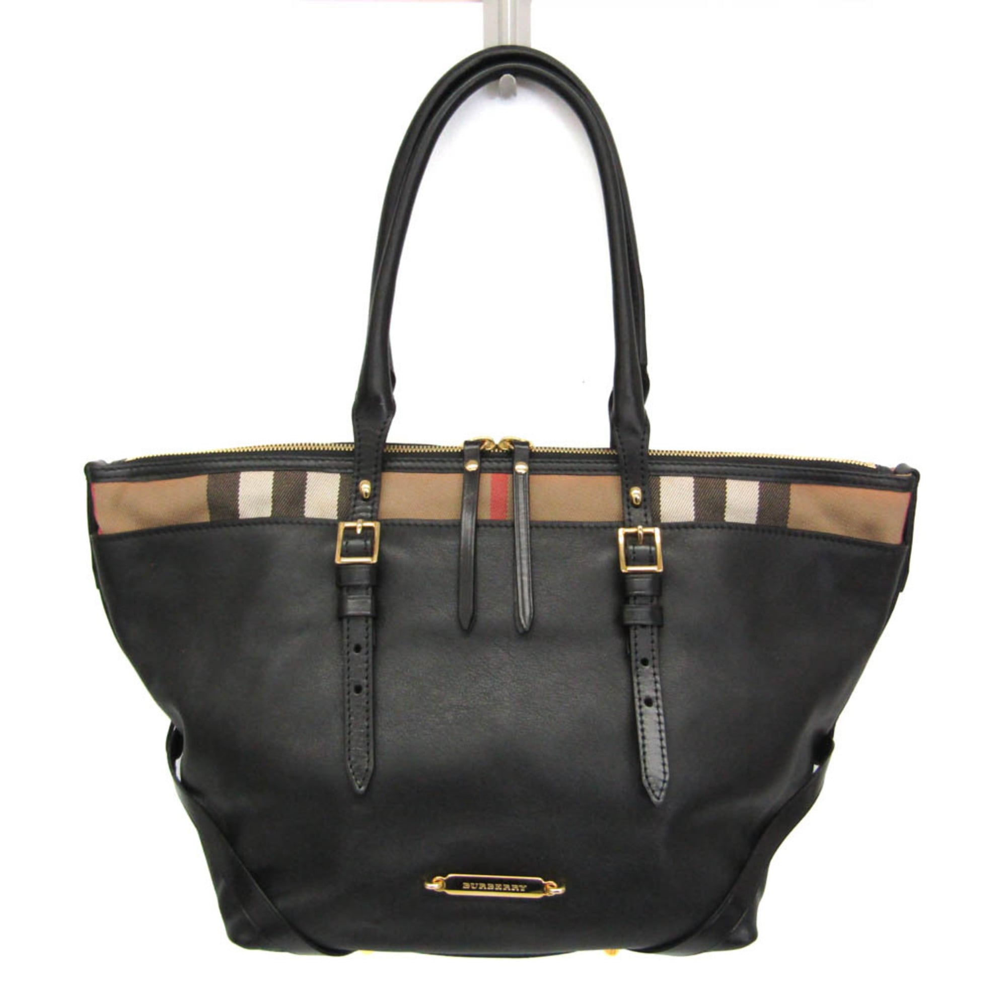 Burberry Salisbury Tote 3903381 Women's Leather,Cotton Canvas Handbag,Tote Bag Beige,Black