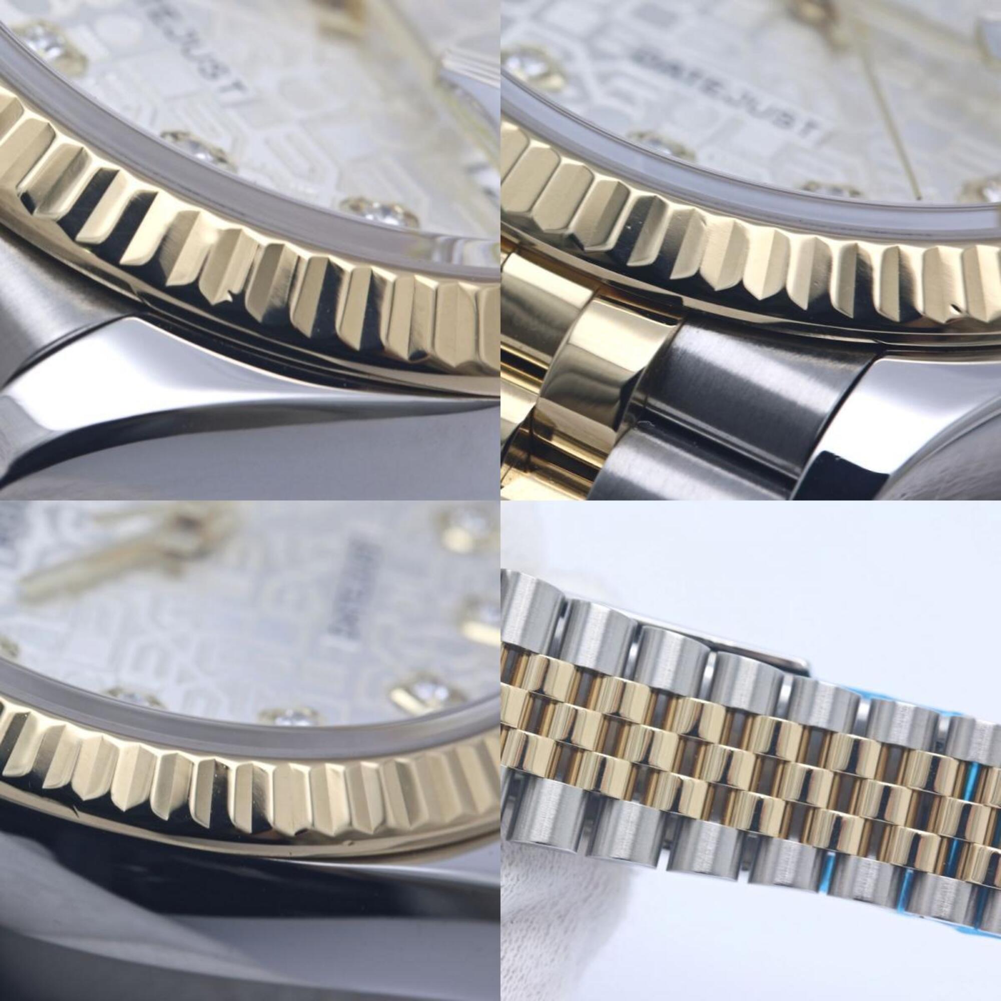 ROLEX Datejust 36 10P Diamond Silver Engraved Computer 126233G Men's Watch 18K Yellow Gold x Stainless Steel 40370 — Very Good