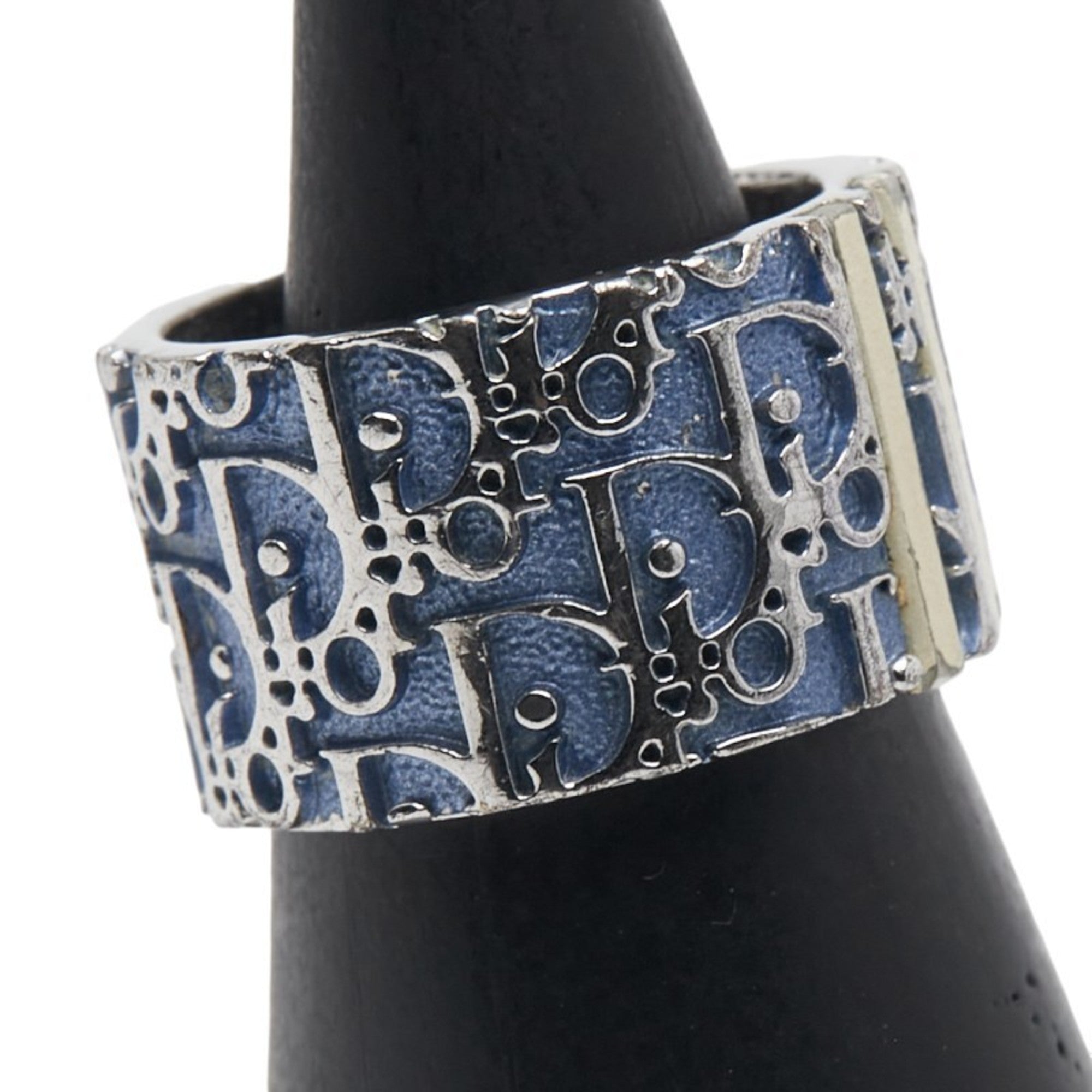 Christian Dior Dior Trotter Ring #6 Silver Blue Metal Women's