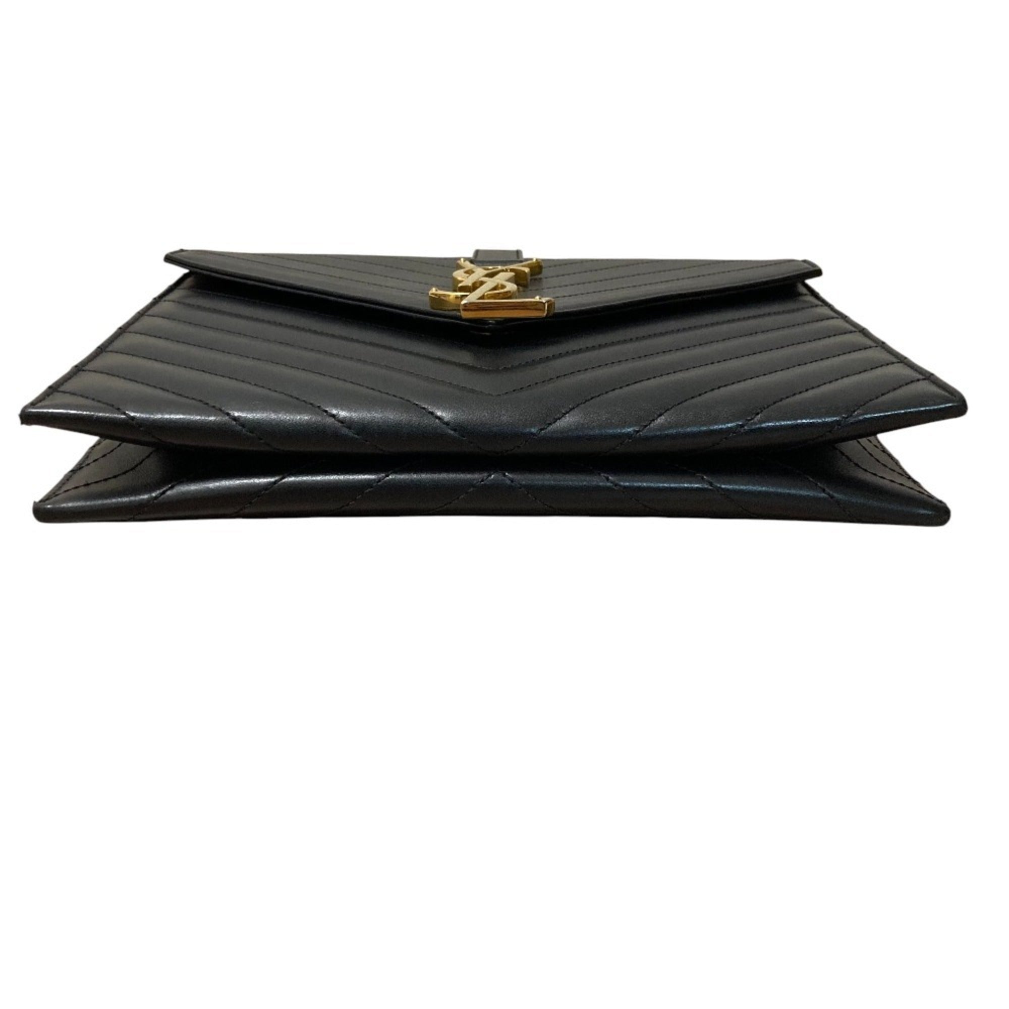 Yves Saint Laurent SAINT LAURENT PARIS BO MONOGRAMME Cassandra V-Stitch Chain Shoulder Bag in Black for Women — Like New
