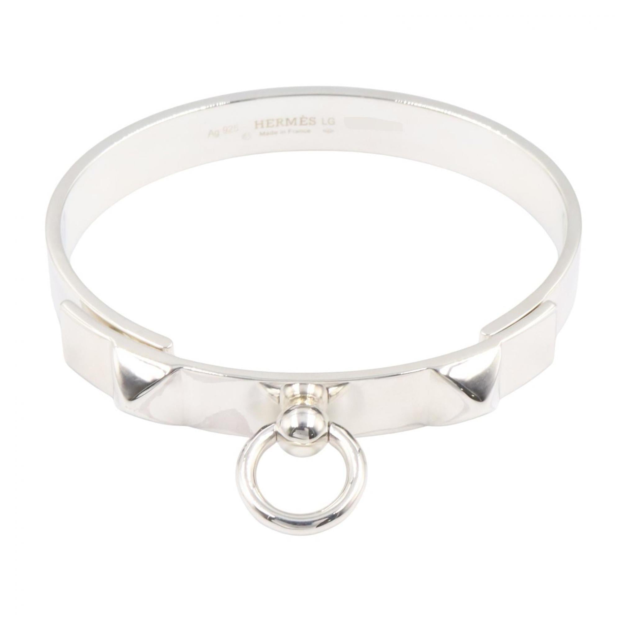 Hermes HERMES Corriendo Cyan Bracelet PM LG Bangle Accessory Silver 925 Women's Tone H115424B 00ST — Like New