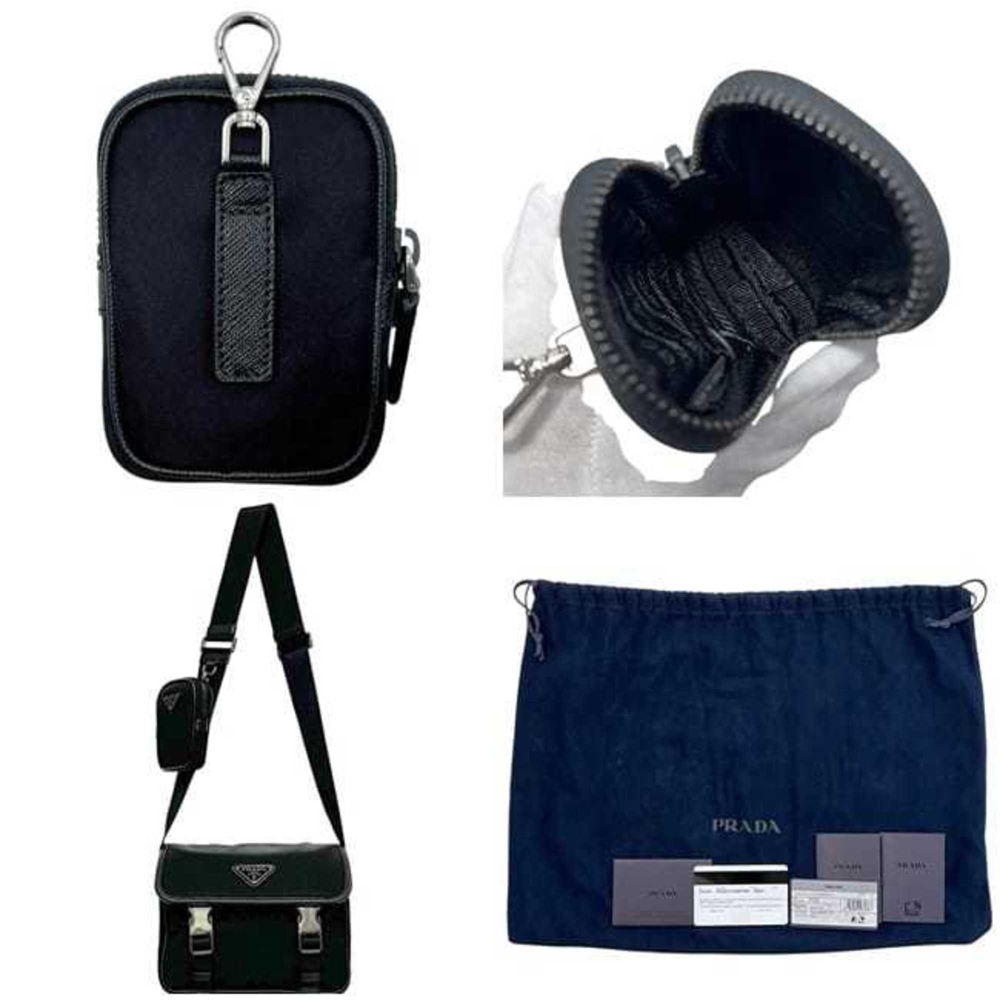 Prada Shoulder Bag f-25189 Black NERO Tessuto 2VD034 Unused Nylon Saffiano Leather Re-Nylon 279 102 PRADA RE NYLON Crossbody Strap Flap — Like New