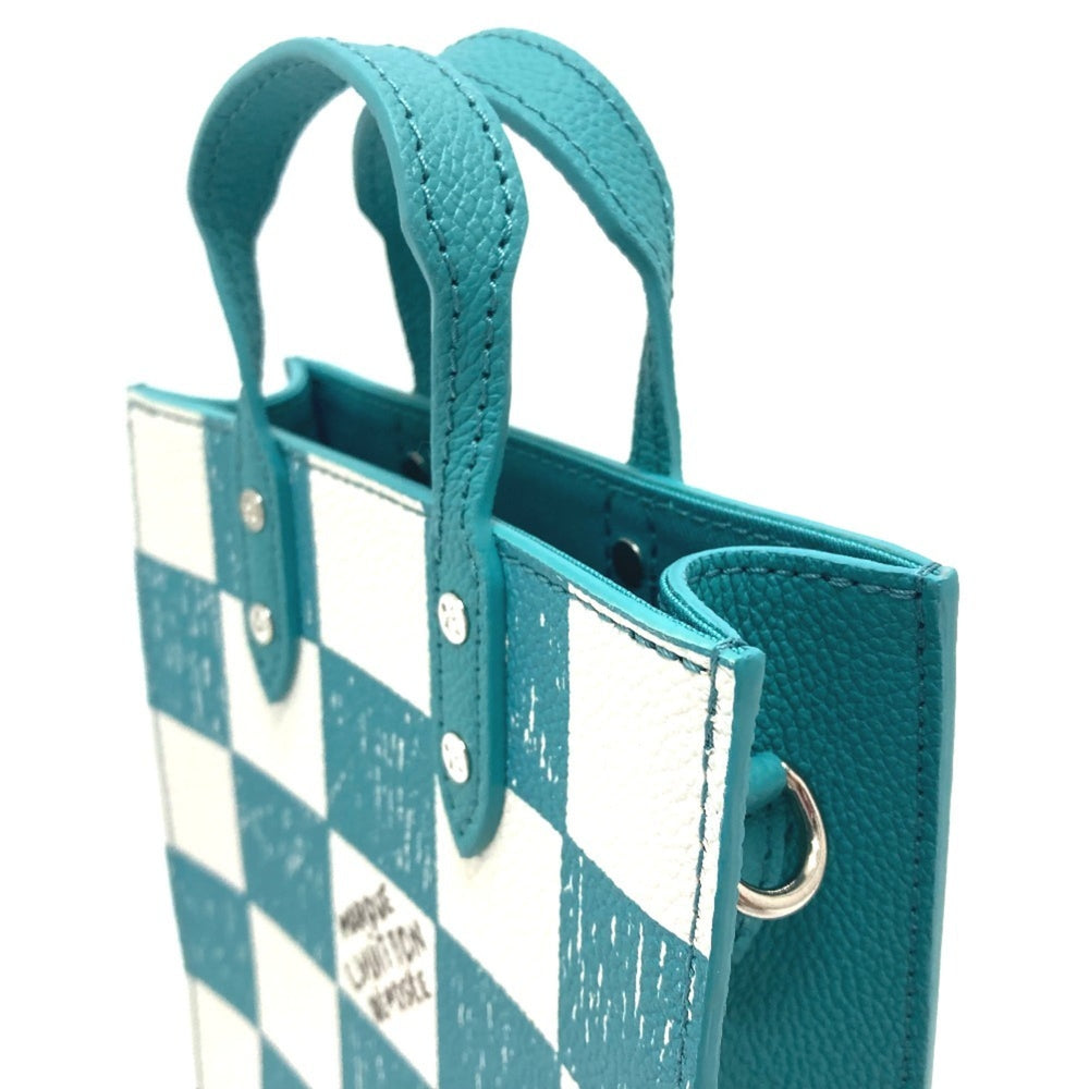 LOUIS VUITTON N60495 Damier Checkerboard Sac Plat XS Shoulder Bag Leather Women's Turquoise Blue E-220413-6 — New - Store Return