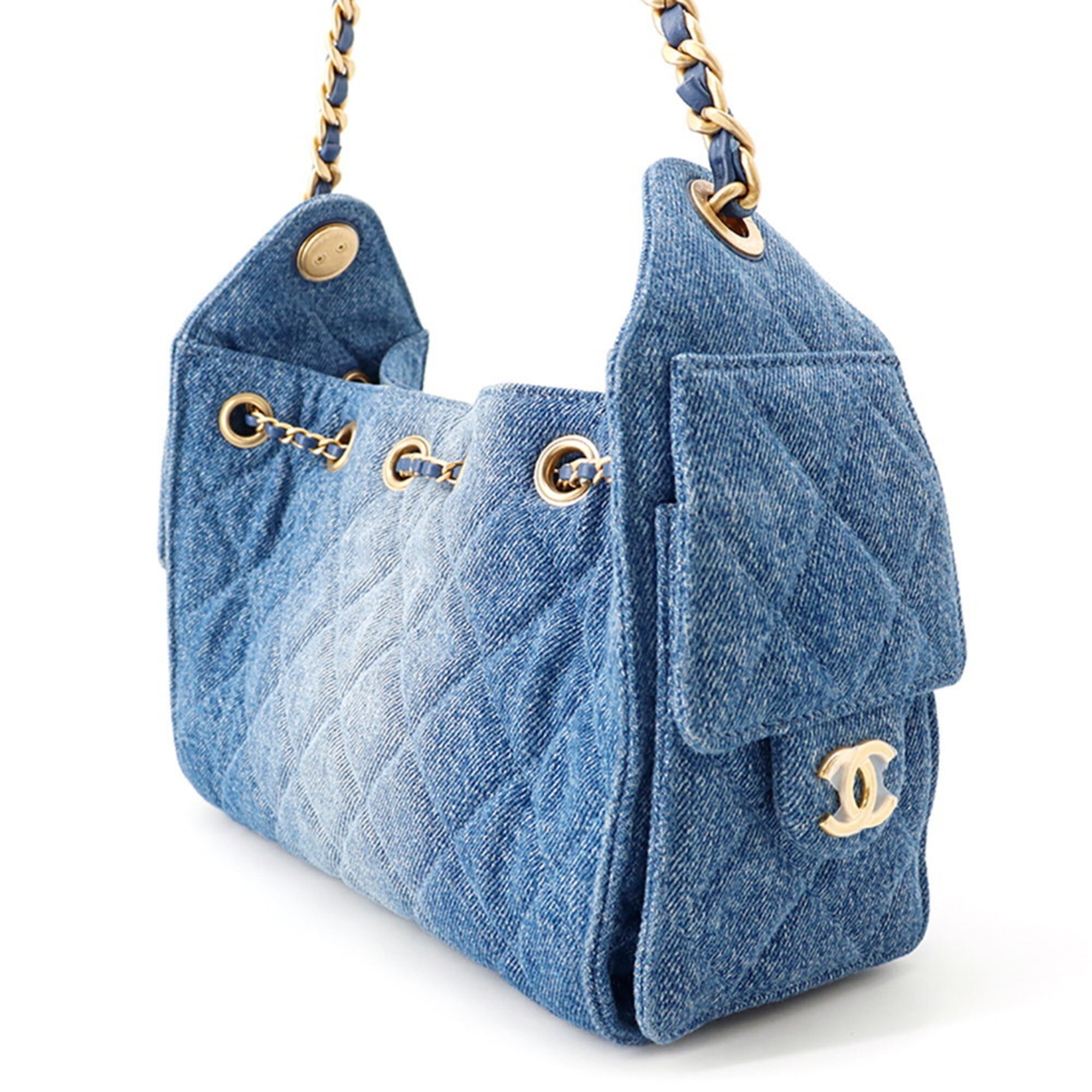 Chanel Chain Shoulder Bag Matelassé Coco Mark CHANEL25 Mini Washed Denim AS5631 CHANEL Handbag Women's — Like New