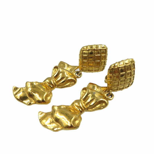 Chanel Ribbon Metal Gold Earrings 0206CHANEL