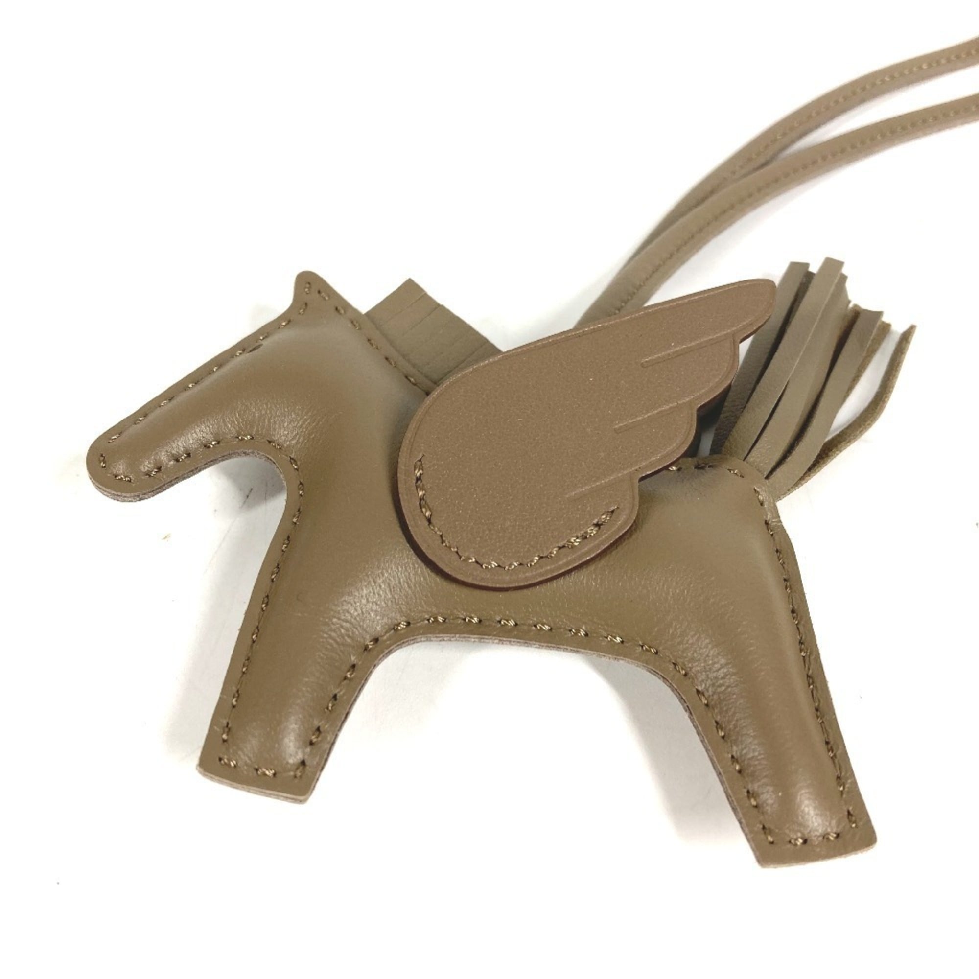 HERMES Hermes Horse Keychain Cheval Rodeo Pegasus PM Accessory Bag Charm So Etoupe All Agneau Milo Men's Women's Beige Like New — Like New
