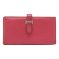 HERMES Bearn Soufflet Bi-fold Long Wallet in Chevre Leather, Fuchsia Pink, K Stamp