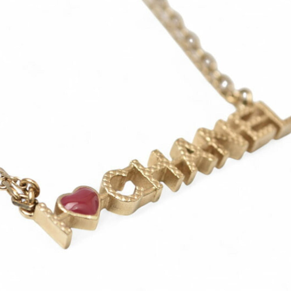 Chanel Necklace Pendant CHNAEL Coco CC I Love Heart Double Choker Gold 17 — Like New