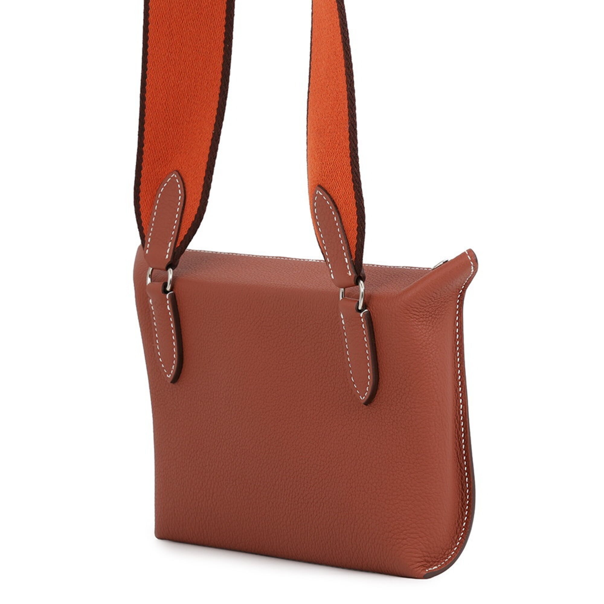Hermes Shoulder Bag Videpoche Sienne Brick Havana Togo W Stamp Handbag HERMES — Like New