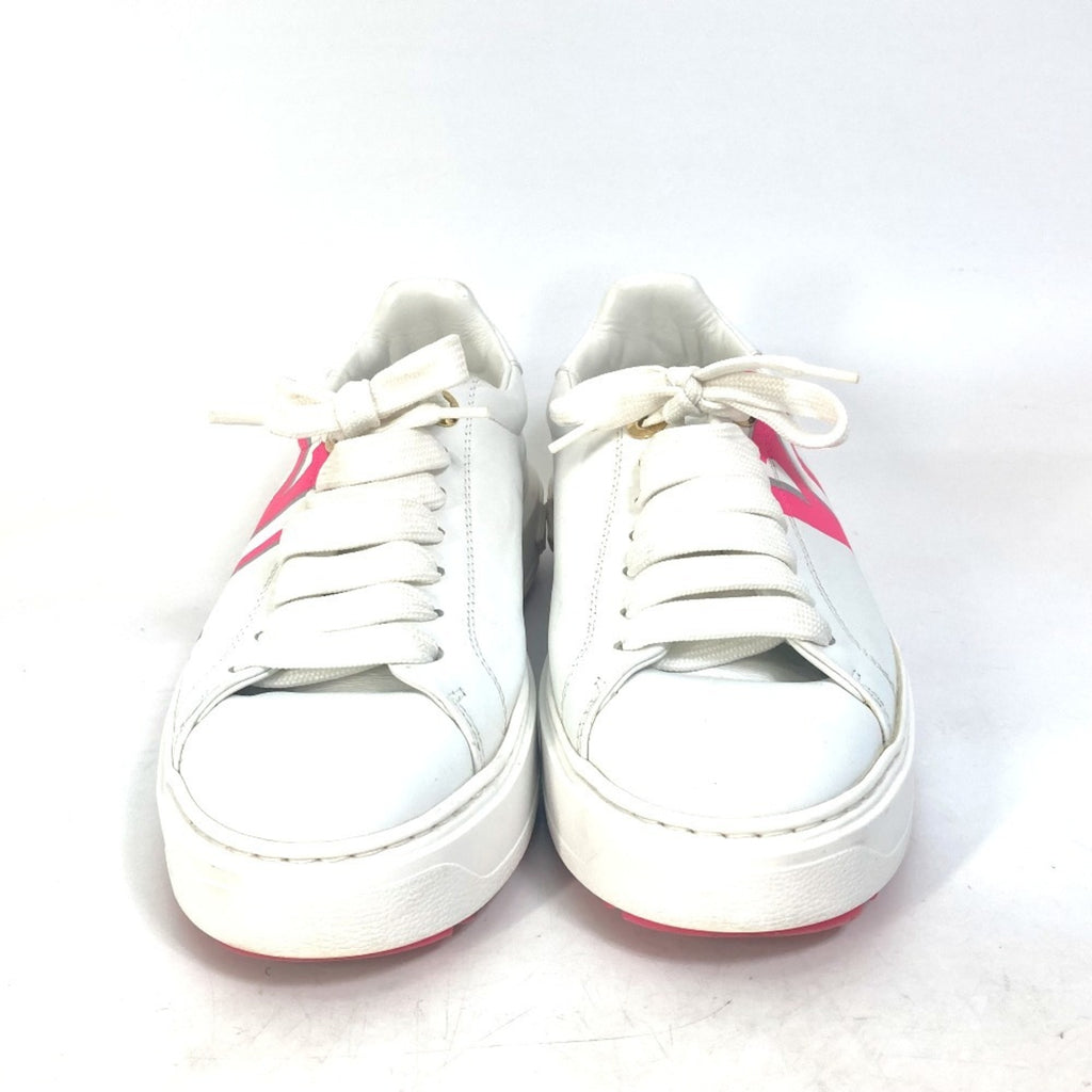 LOUIS VUITTON Time Out Line Lace-Up Logo Sneakers Leather Women's White