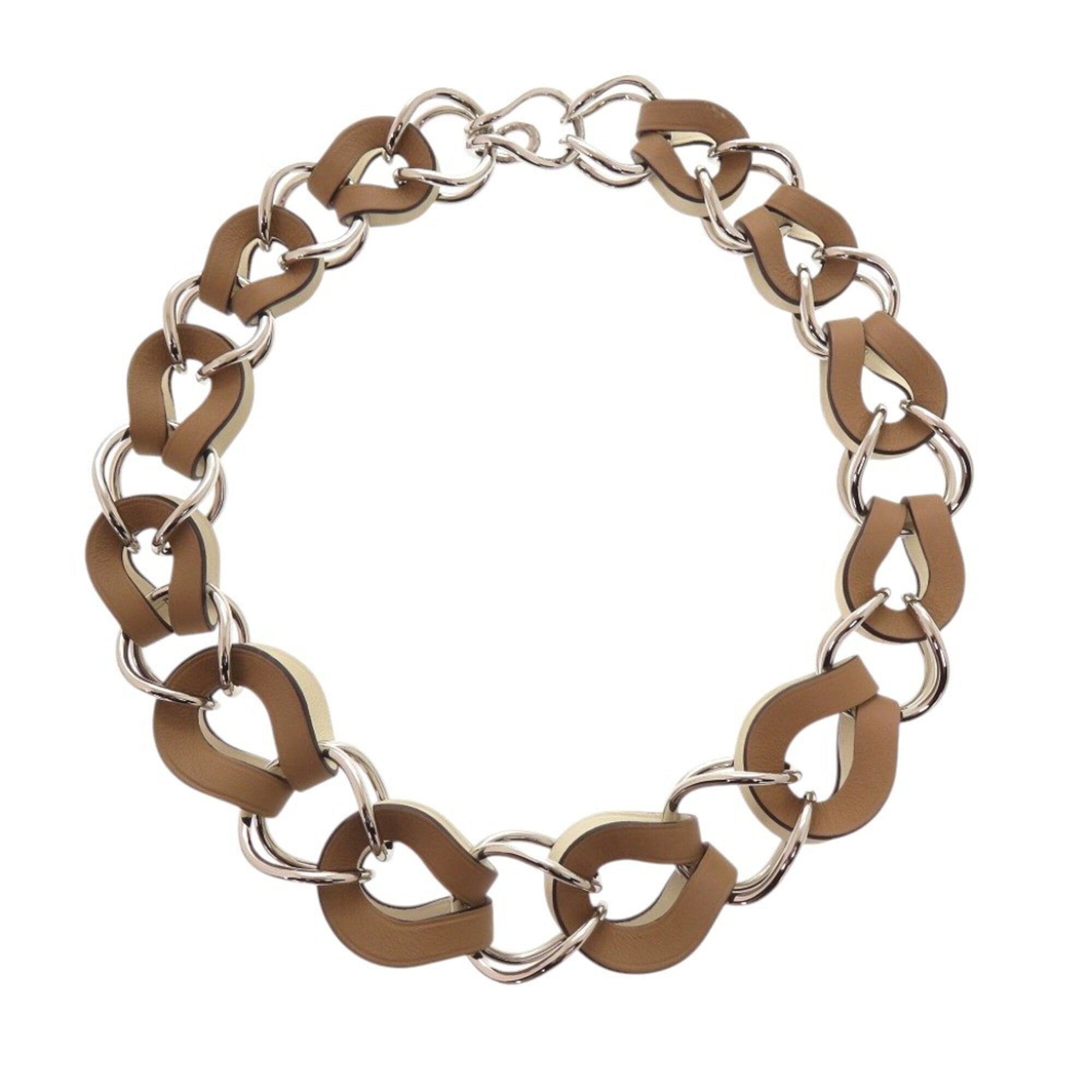 Hermes VIREVOLTE Necklace, Metal and Leather, Brown, U Stamp (Made in 2022), 1522HERMES — Like New