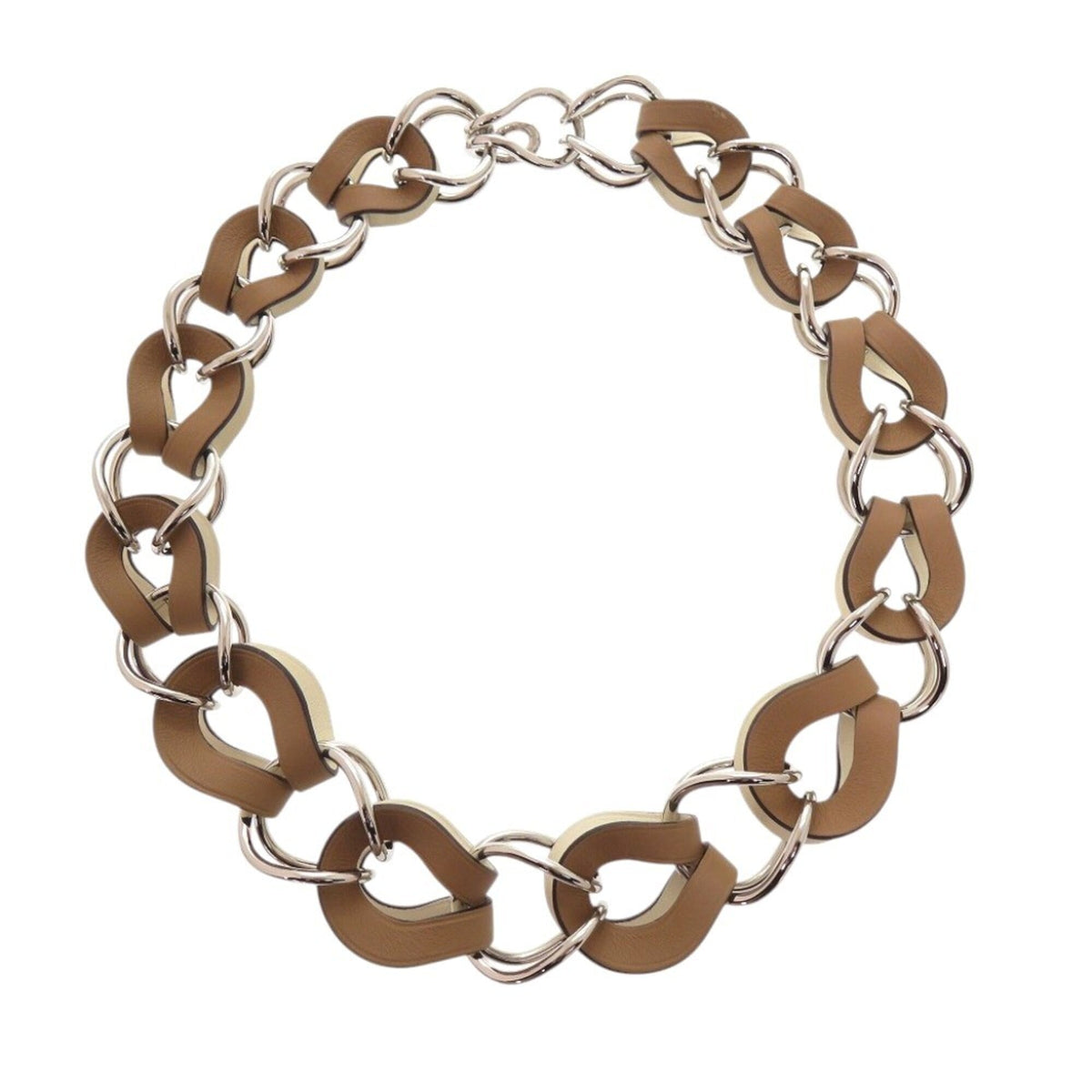 Hermes VIREVOLTE Necklace, Metal and Leather, Brown, U Stamp (Made in 2022), 1522HERMES — Like New