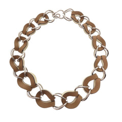 Hermes VIREVOLTE Necklace, Metal and Leather, Brown, U Stamp (Made in 2022), 1522HERMES — Like New
