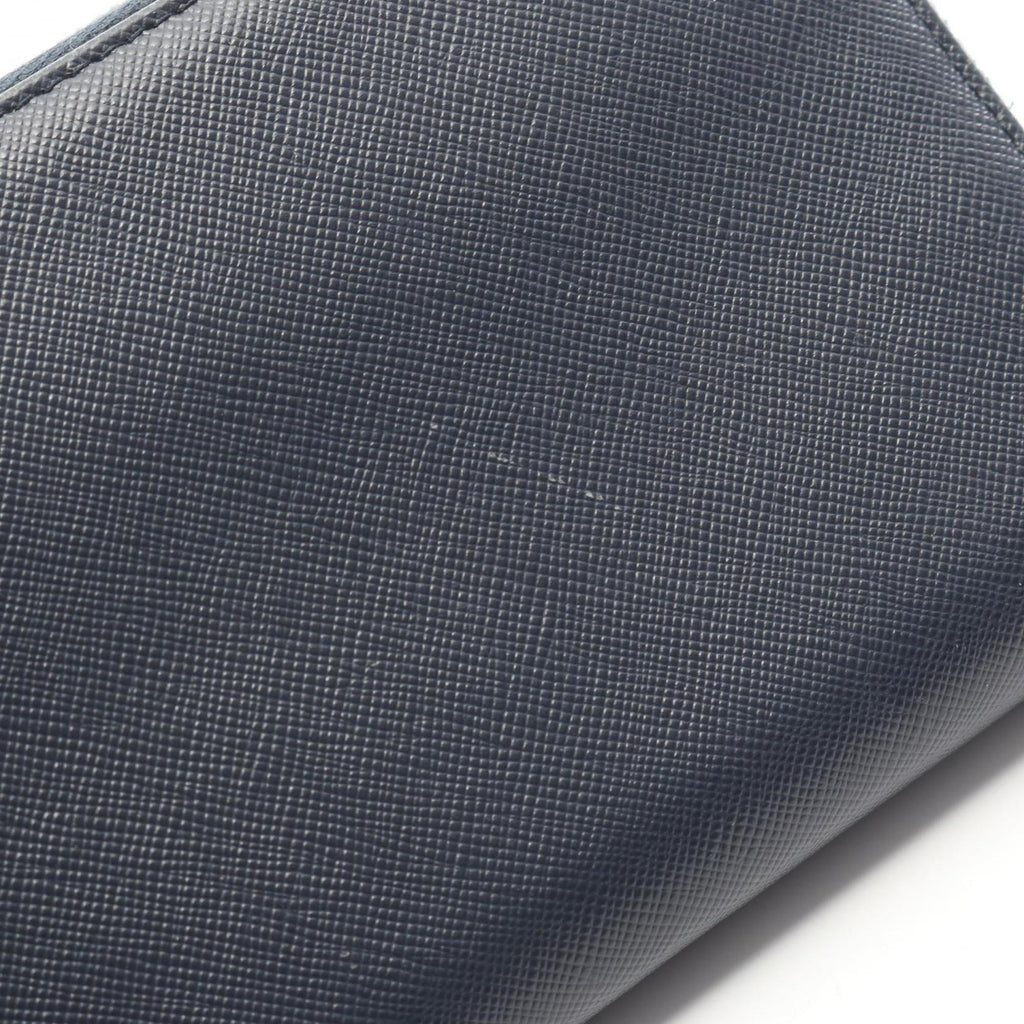 Prada SAFFIANO METAL Round Long Wallet in Saffiano Leather, Navy Blue, Women's, 1M0506
