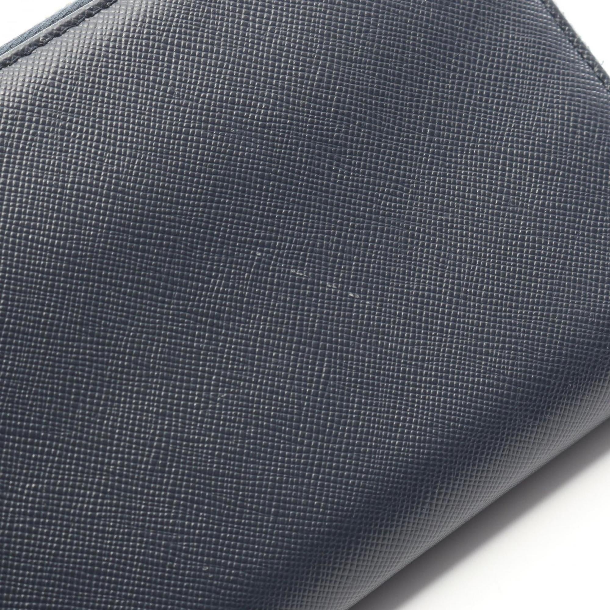 Prada SAFFIANO METAL Round Long Wallet in Saffiano Leather, Navy Blue, Women's, 1M0506