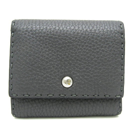 Fendi Selleria 8M0339 Women,Men Leather Wallet (bi-fold) Dark Gray