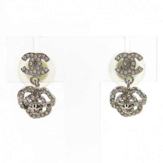 CHANEL 07A Coco Mark Camellia Swing Earrings (Binaural) Silver with Box, Made in Italy, Women's, Cute and Stylish
