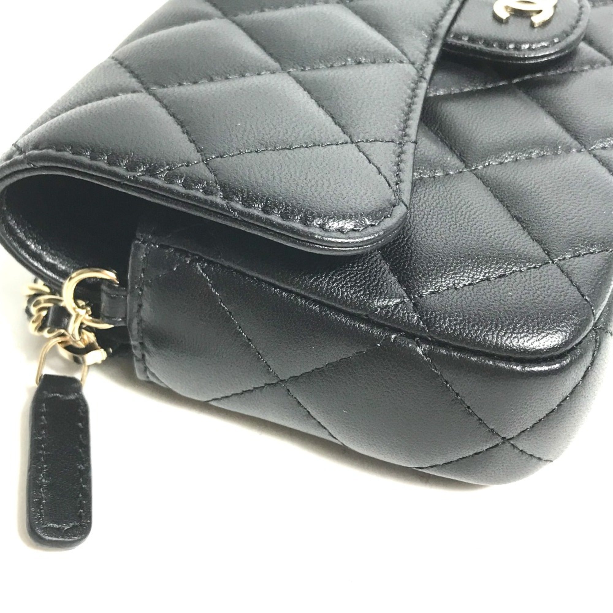 Chanel AP2096 CC Mark Phone Case Wallet CC Crossbody bag Long Wallet Shoulder Bag Black Gold — Like New