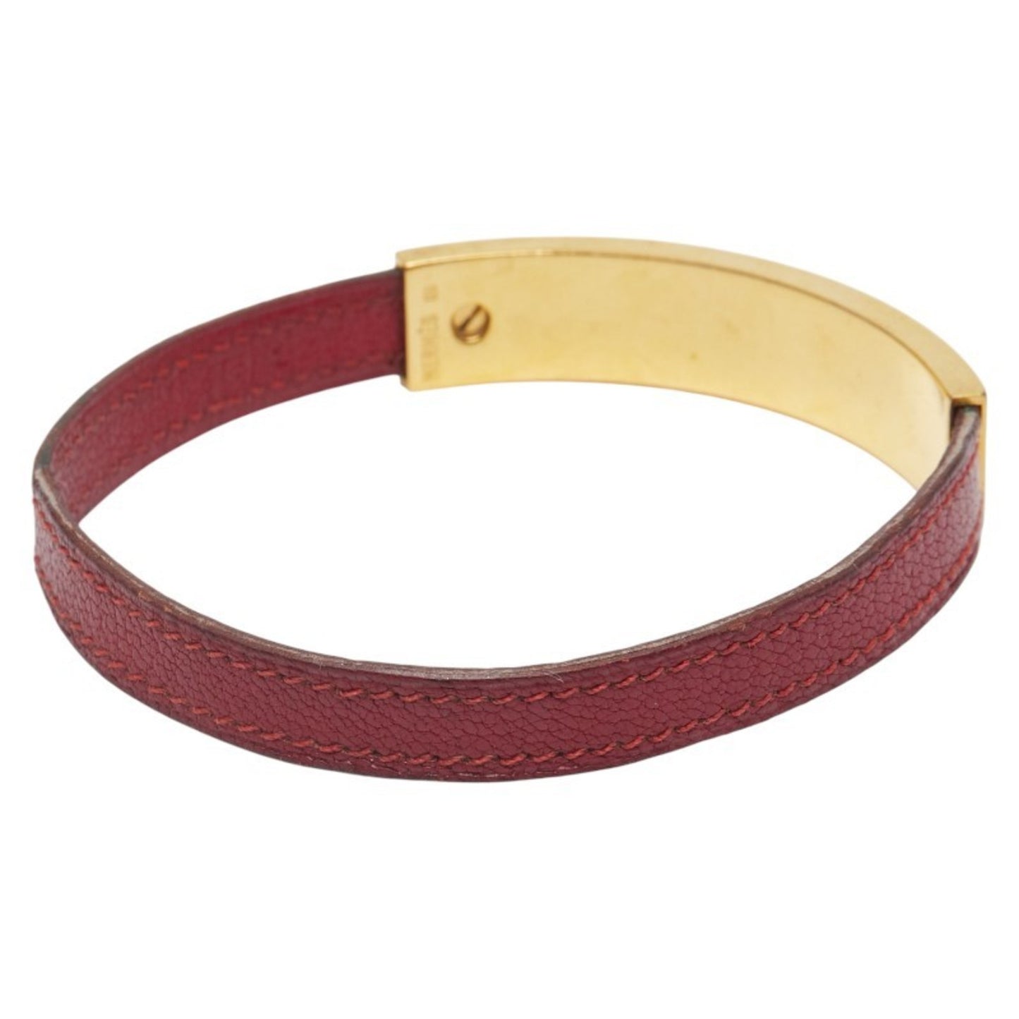 Hermes Puspus Bangle Red Leather Women's HERMES
