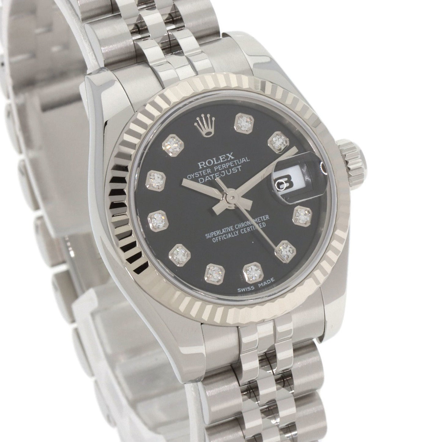 Rolex 179174G Datejust 10P Diamond Watch in Stainless Steel SS 18K White Gold for Women