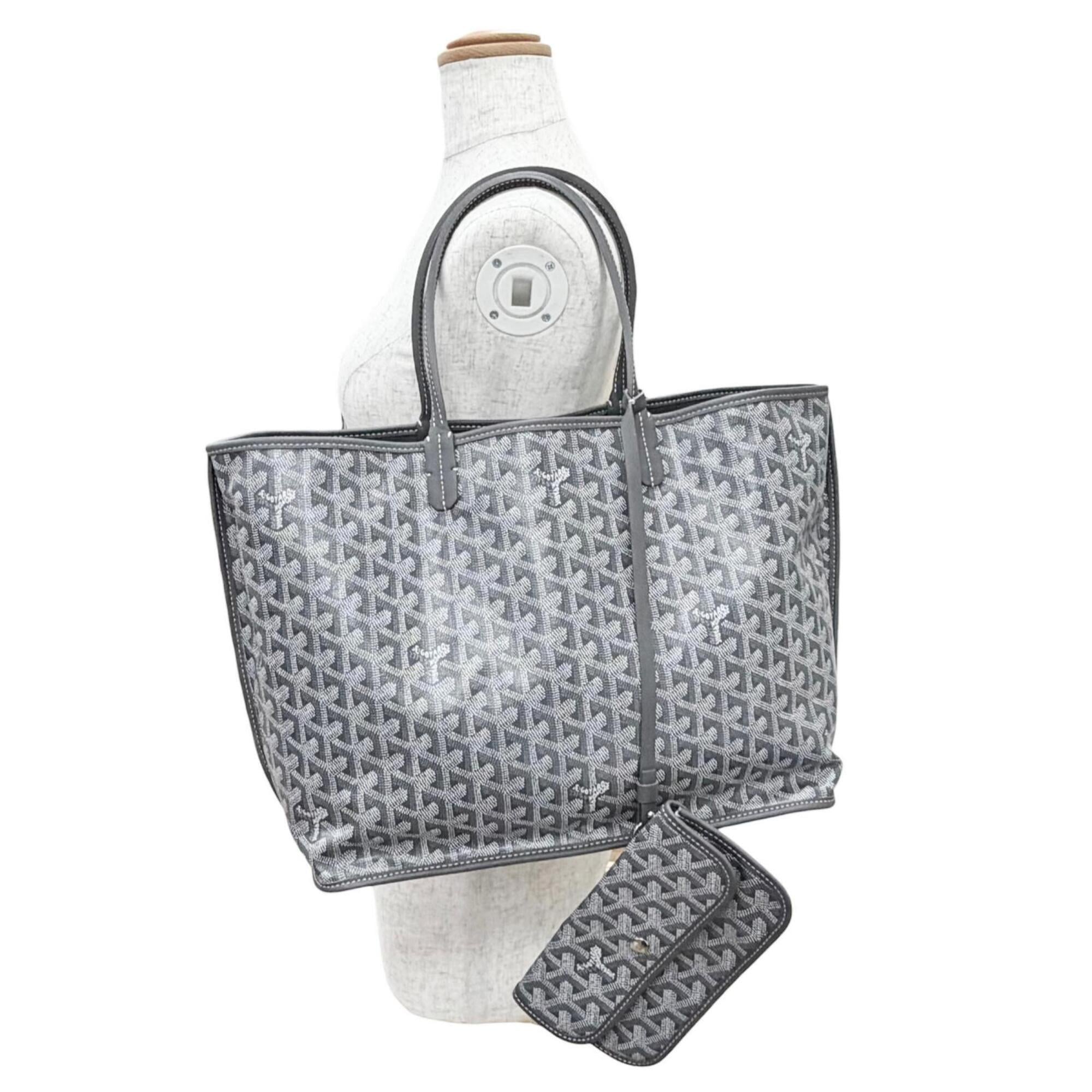 GOYARD Ange PM Tote Bag, Goyardine Canvas with Leather Accents, Comes Pouch, Grey, Made in France, Women's, Includes Dust Bag — Like New