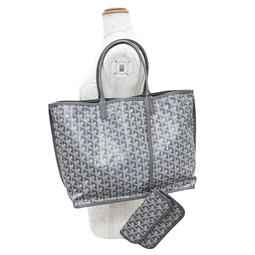 GOYARD Ange PM Tote Bag, Goyardine Canvas with Leather Accents, Comes Pouch, Grey, Made in France, Women's, Includes Dust Bag — Like New