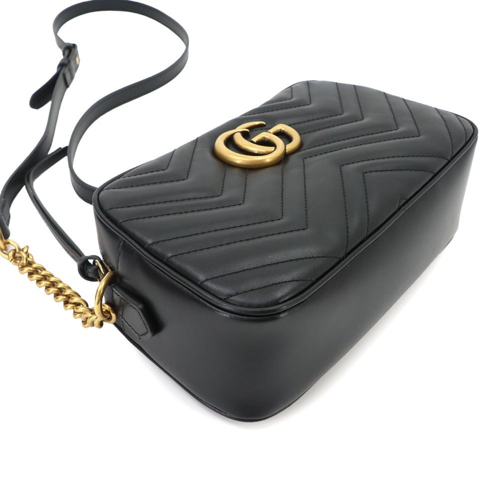 Gucci GG Marmont Chain Shoulder Handbag, Leather, Black, 447632 Bag — New - Store Return
