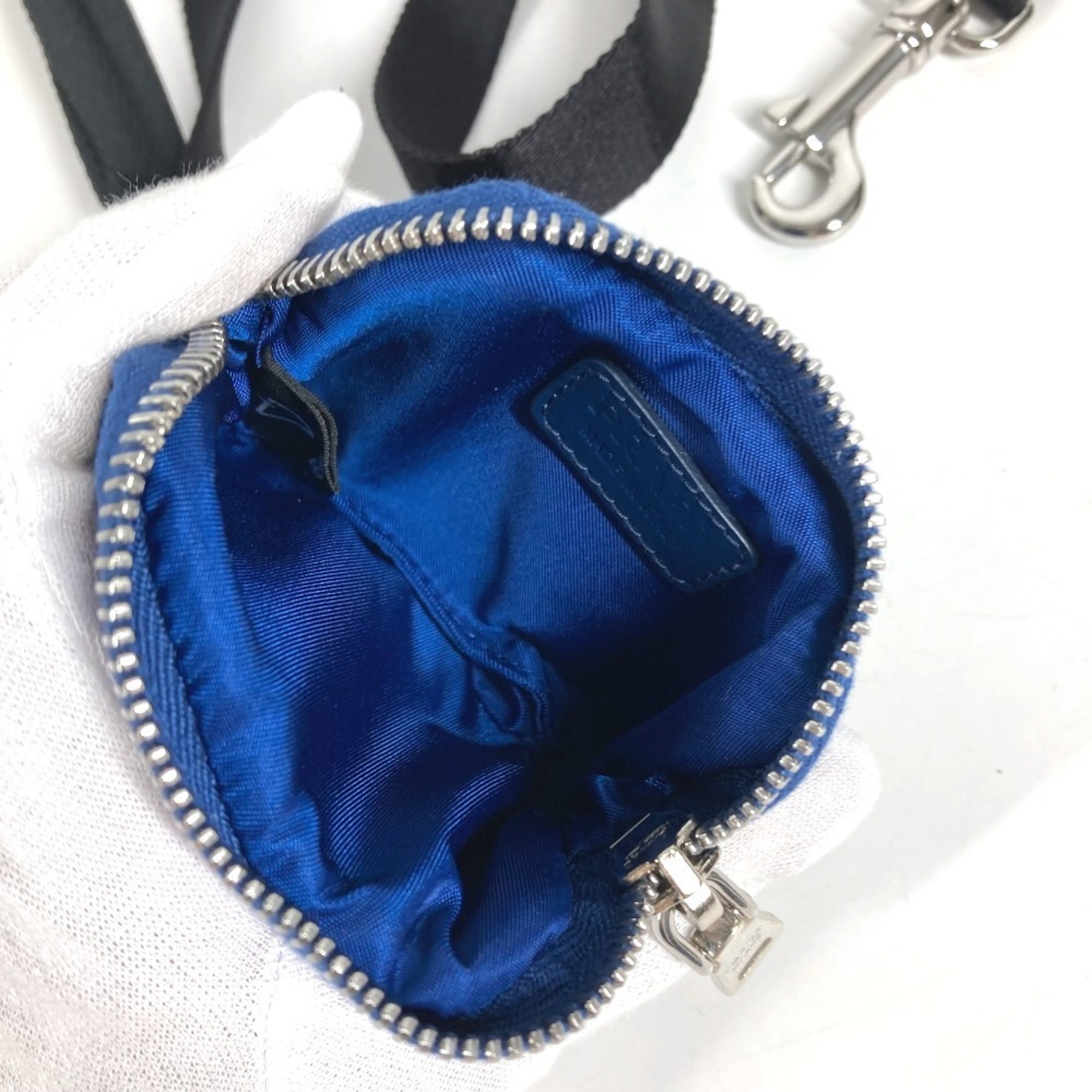 PRADA 2YG008 Triangle Logo Pet Leash Handbag Pouch for Dogs and Pets - Nylon, Blue. (Suitable men women.) — Like New