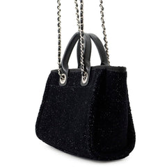 Chanel Deauville Tote Bag, Canvas Leather, CHANEL Handbag, 2-way Shoulder Black, Handbag for Women — Like New