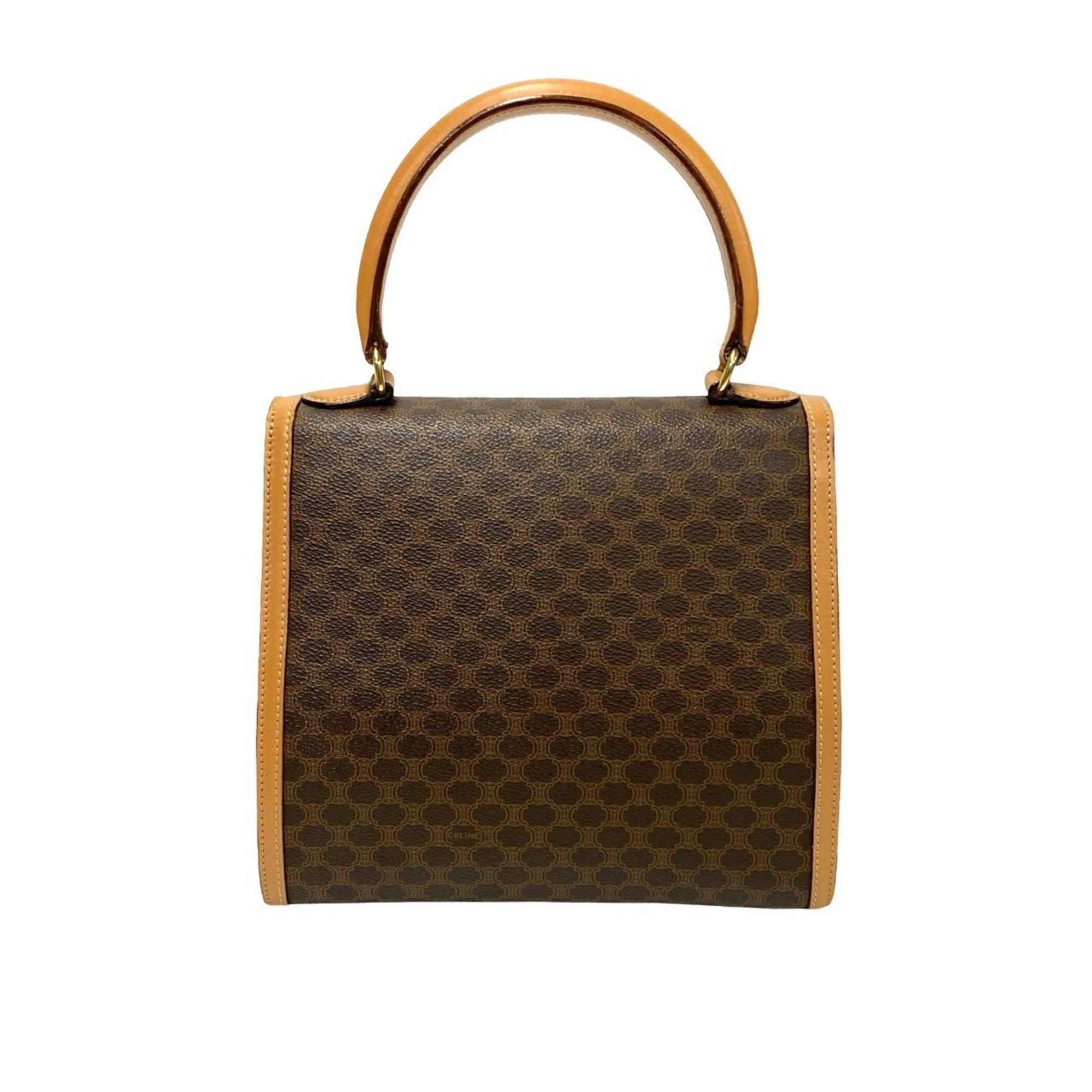 CELINE Macadam Blason Triomphe Print Logo Ring Hardware Leather 2-Way Handbag/Shoulder Bag Brown 35397 — Like New