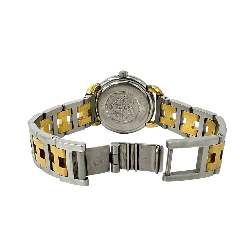 HERMES Pullman Stainless Steel GP Quartz Wristwatch Gold Silver 25057 — Good