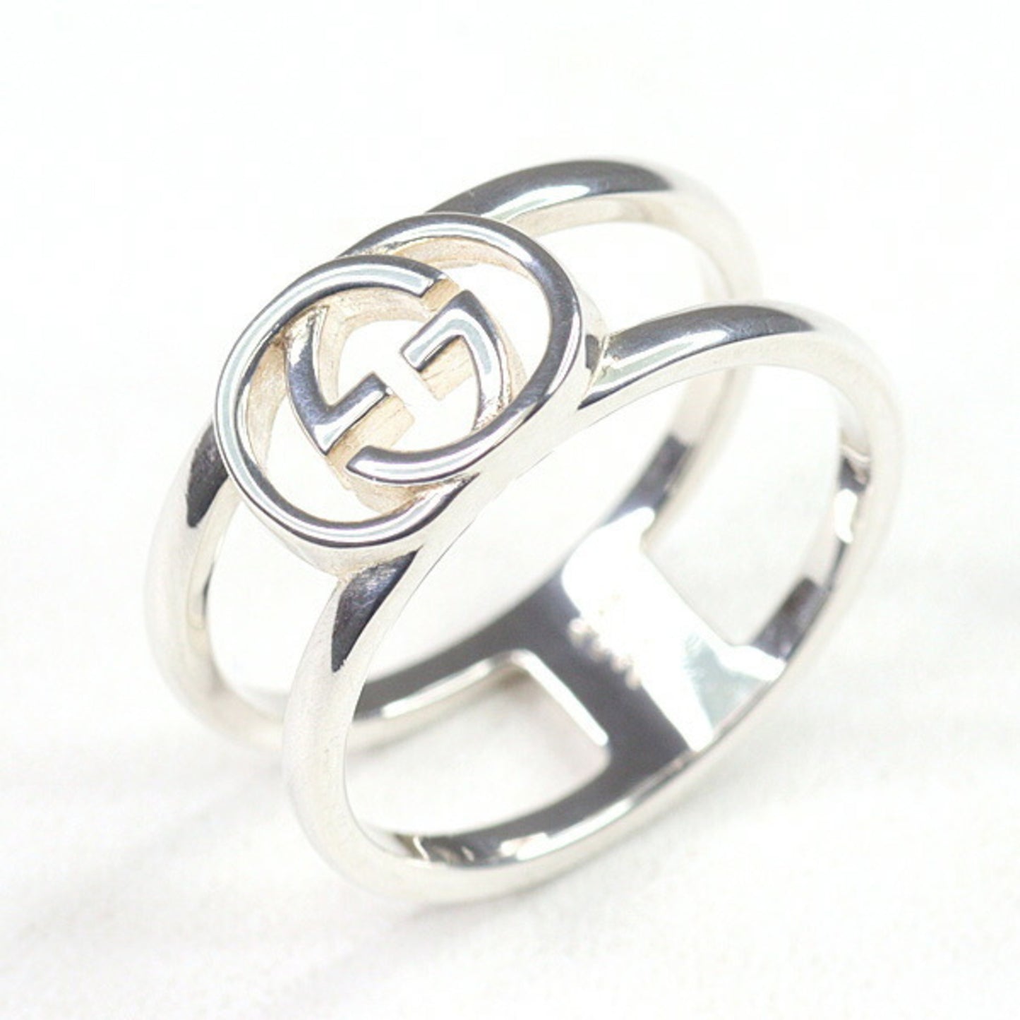 Gucci Interlocking Wide Band Sterling Silver (Ag925) Size 21 (Actual Measurements: Just under 20)