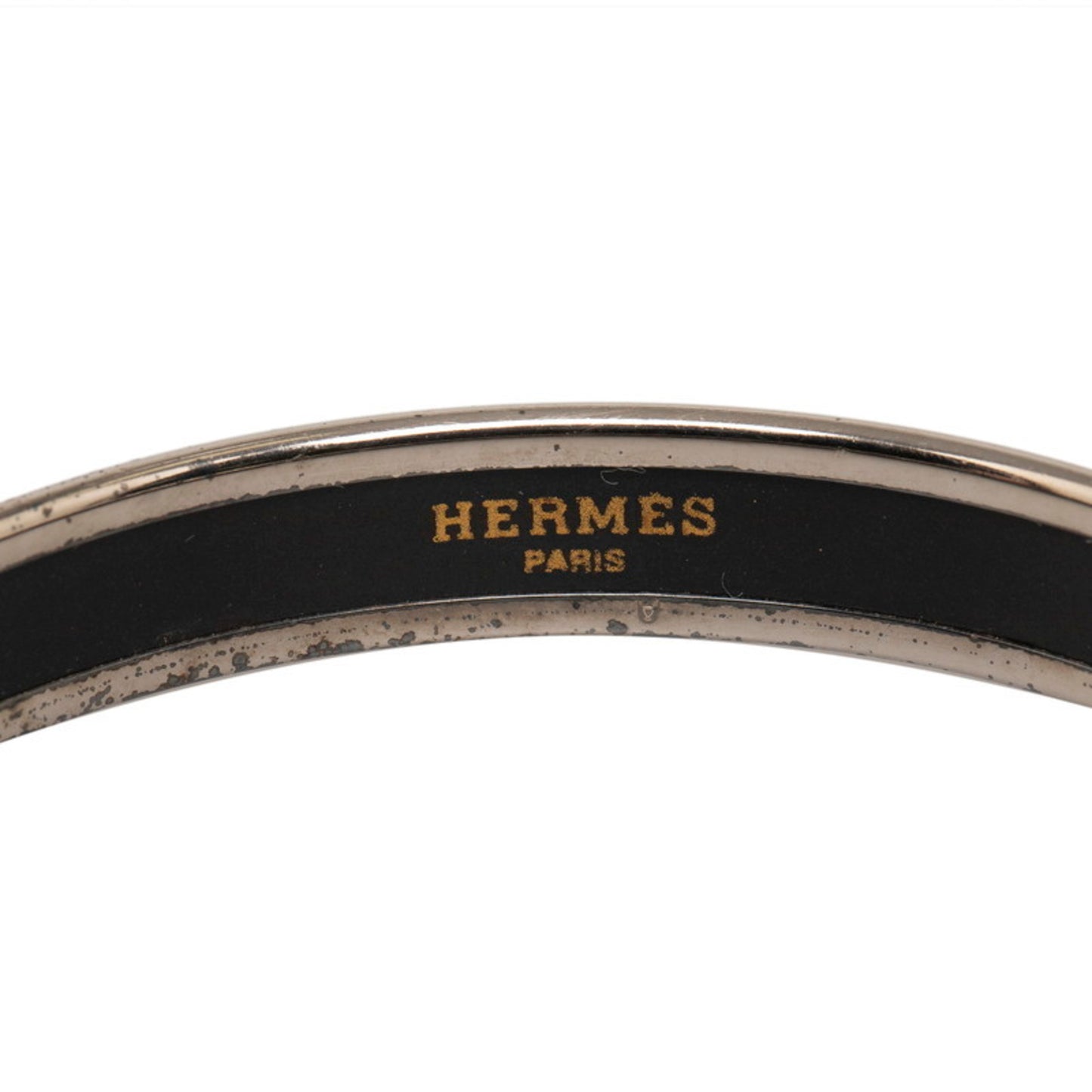 Hermes Enamel PM Cloisonne Bangle Silver Light Blue Metal Women's HERMES