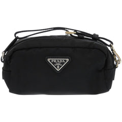 Like new Prada pouch with strap, 1NE175 nylon, silver hardware, black, 0351 PRADA — Like New