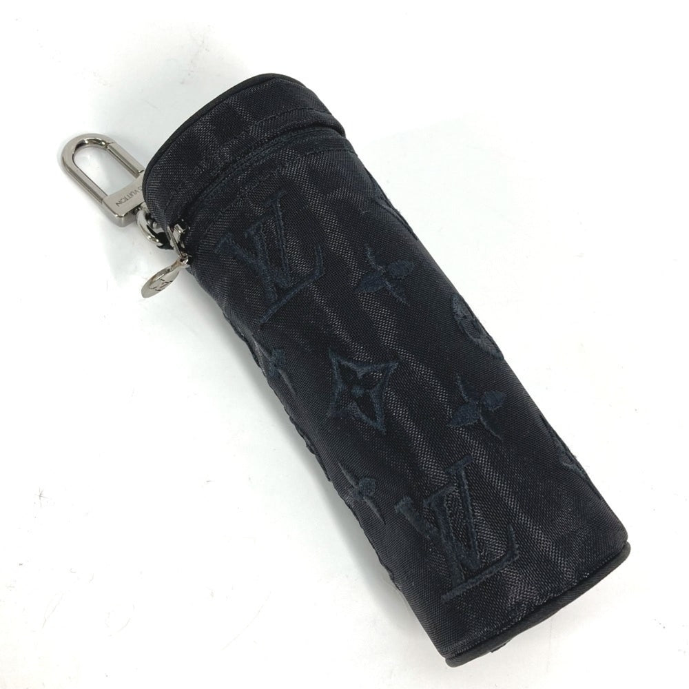 LOUIS VUITTON M77147 Monogram Mesh Pouch Only Cylinder Case Key Holder Bag Charm Cotton Polyester Women's Black — New - Store Return