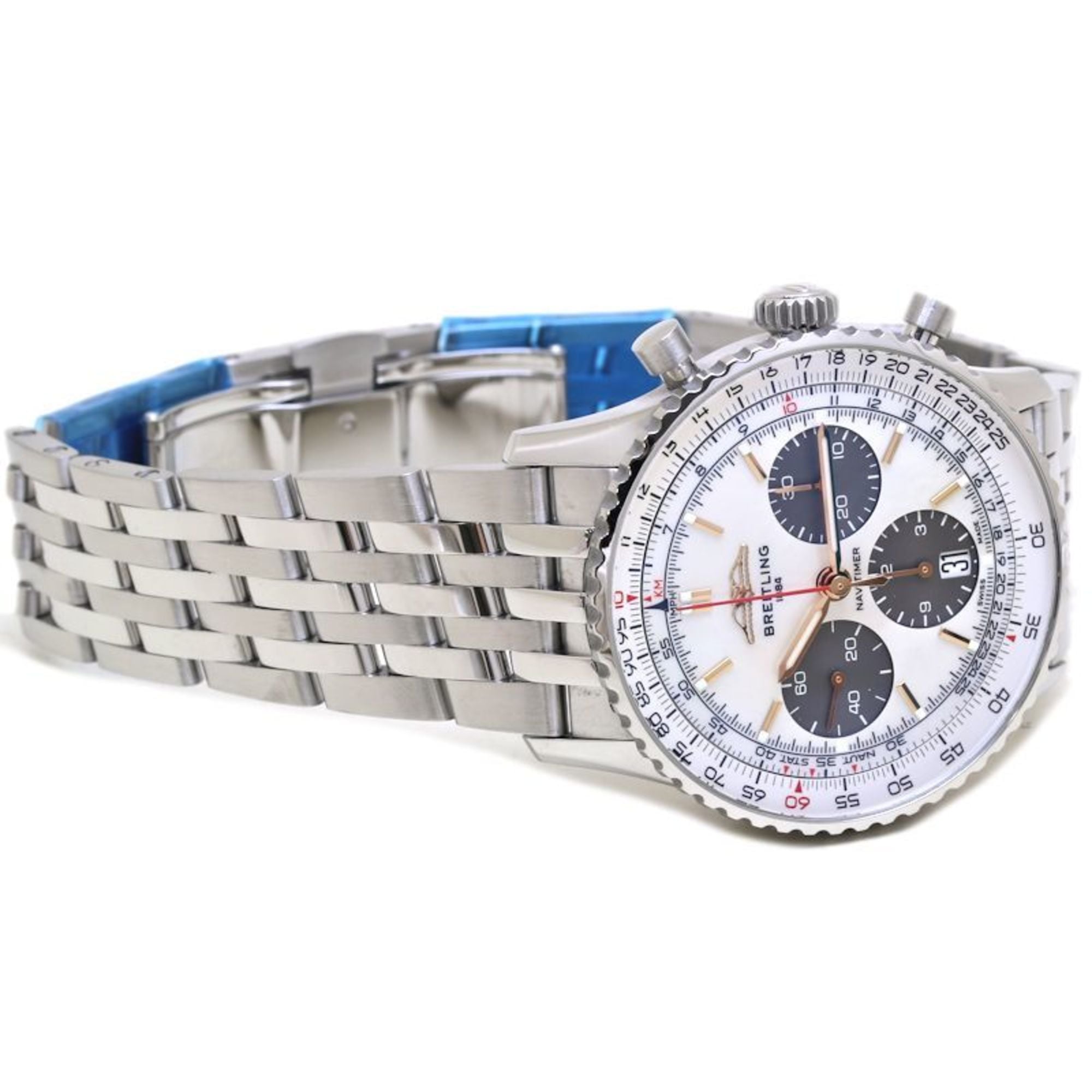 BREITLING Navitimer B01 Chronograph 41 AB0139211A1A1 AB0139 White Shell Men's Watch, Japan Limited Edition, Stainless Steel 40104 — Very Good