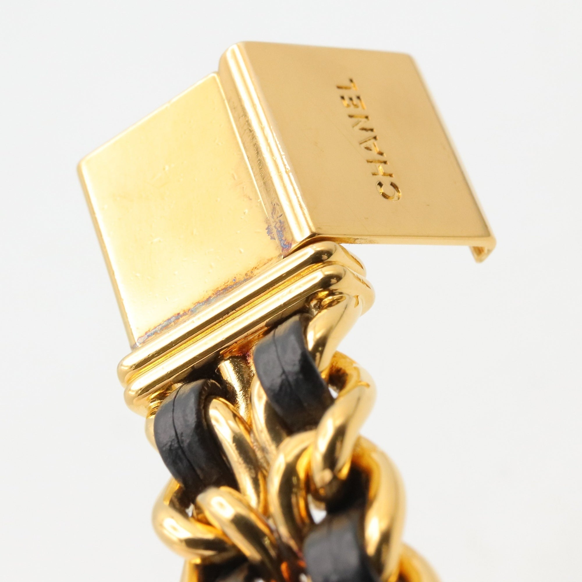 Chanel CHANEL Première M Watch, Gold Plated Leather, Women's, Black, H0001 — Very Good