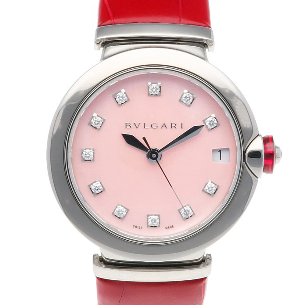 Bvlgari Lucea Stainless Steel Watch LU33C2SLD/11 Automatic Women's BVLGARI Pink Shell with 11 Diamonds, Overhauled — Good
