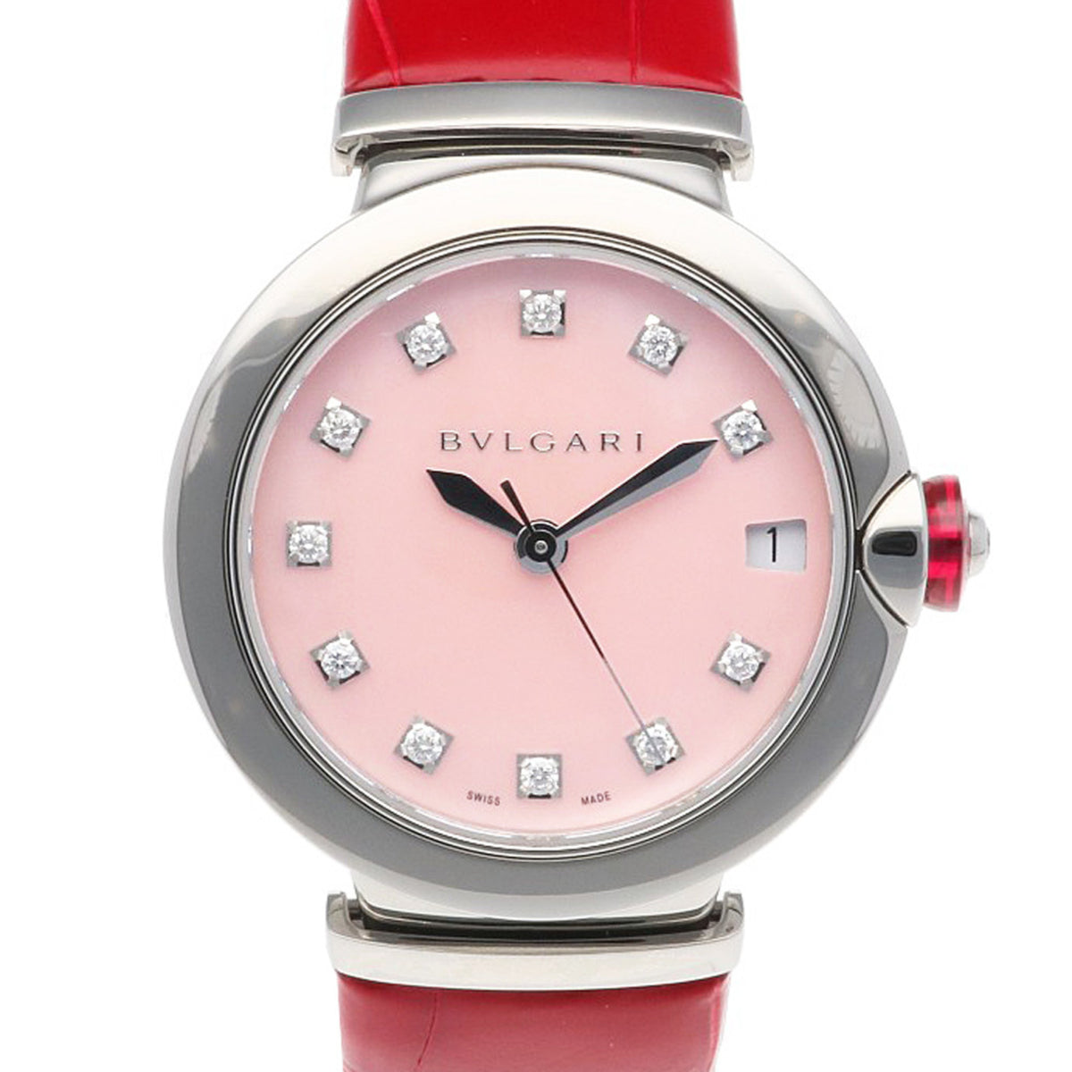 Bvlgari Lucea Stainless Steel Watch LU33C2SLD/11 Automatic Women's BVLGARI Pink Shell with 11 Diamonds, Overhauled — Good