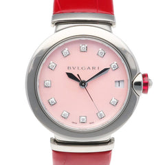 Bvlgari Lucea Stainless Steel Watch LU33C2SLD/11 Automatic Women's BVLGARI Pink Shell with 11 Diamonds, Overhauled — Good