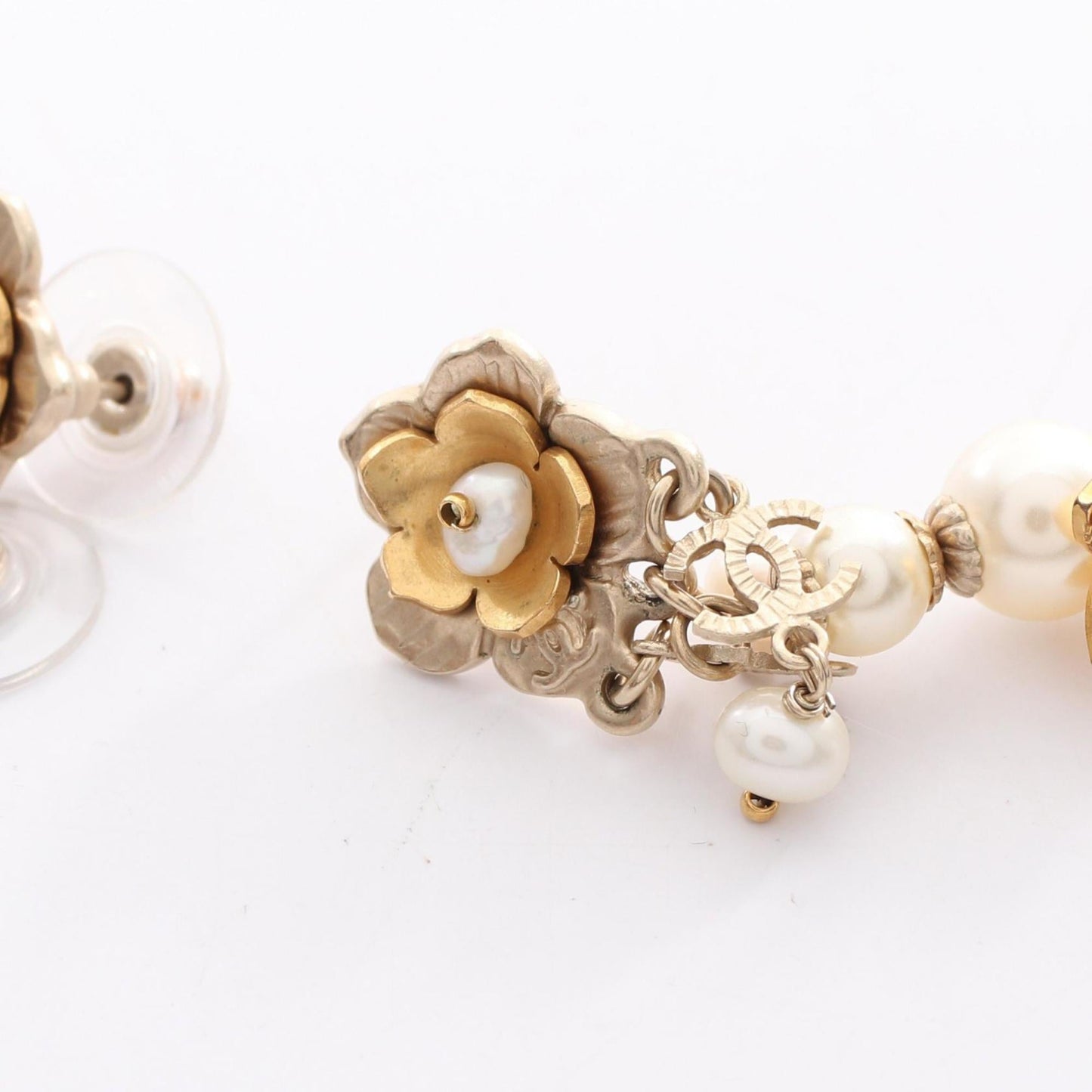 CHANEL Coco Mark Earrings with Gold-Plated Faux Pearls for Women