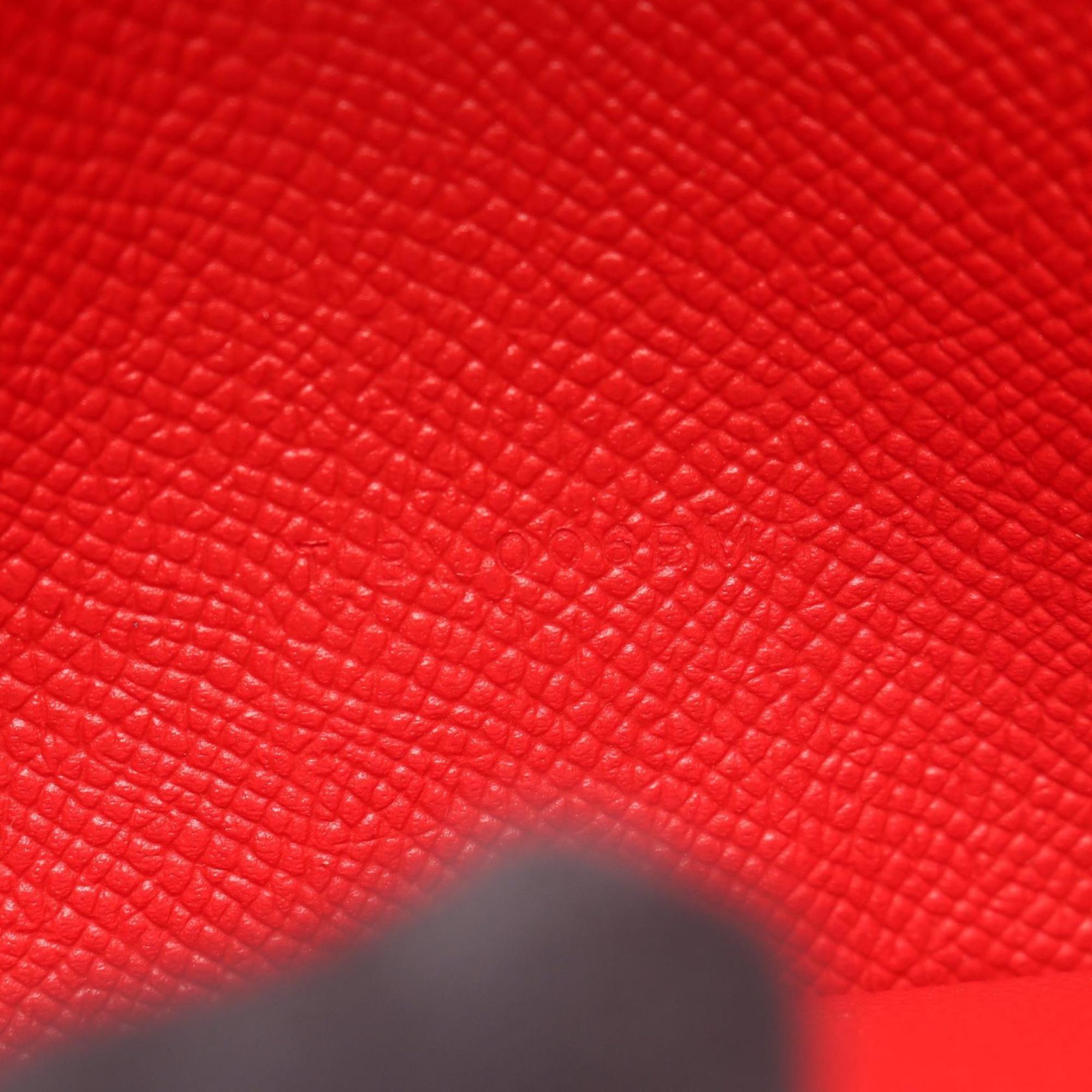 Hermes Hermès Bearn Soufflet Bi-fold Long Wallet in Calfskin Leather (Cowhide) with Epsom Leather, Red, for Women