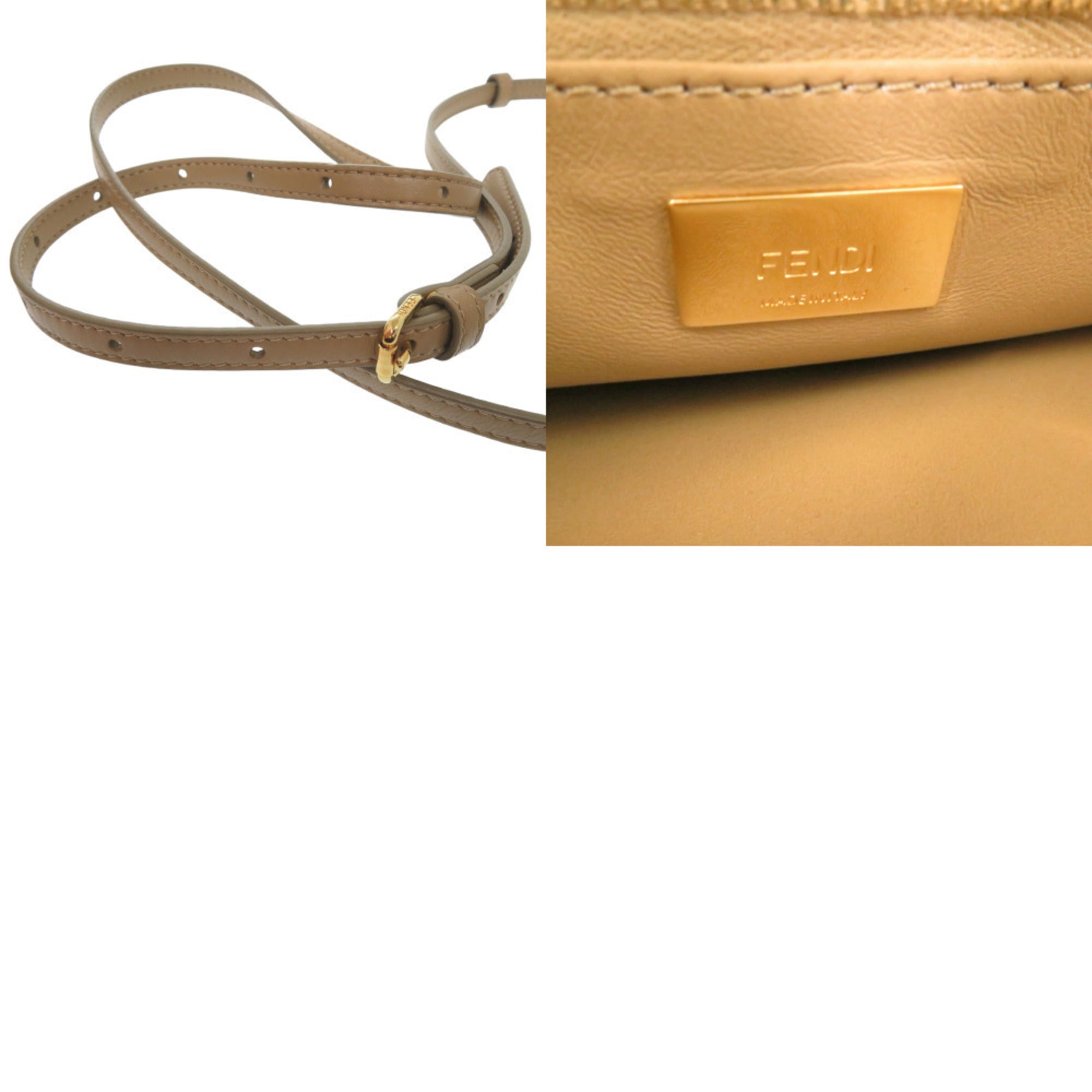 Excellent condition Fendi Peekaboo Mini 2-way handbag 8BN244 S8HC-199-10429 mink leather beige 1380