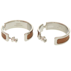 Hermes Olympe Veau Epsom Gold Silver Hardware Earrings Accessory 0399 HERMES — Like New