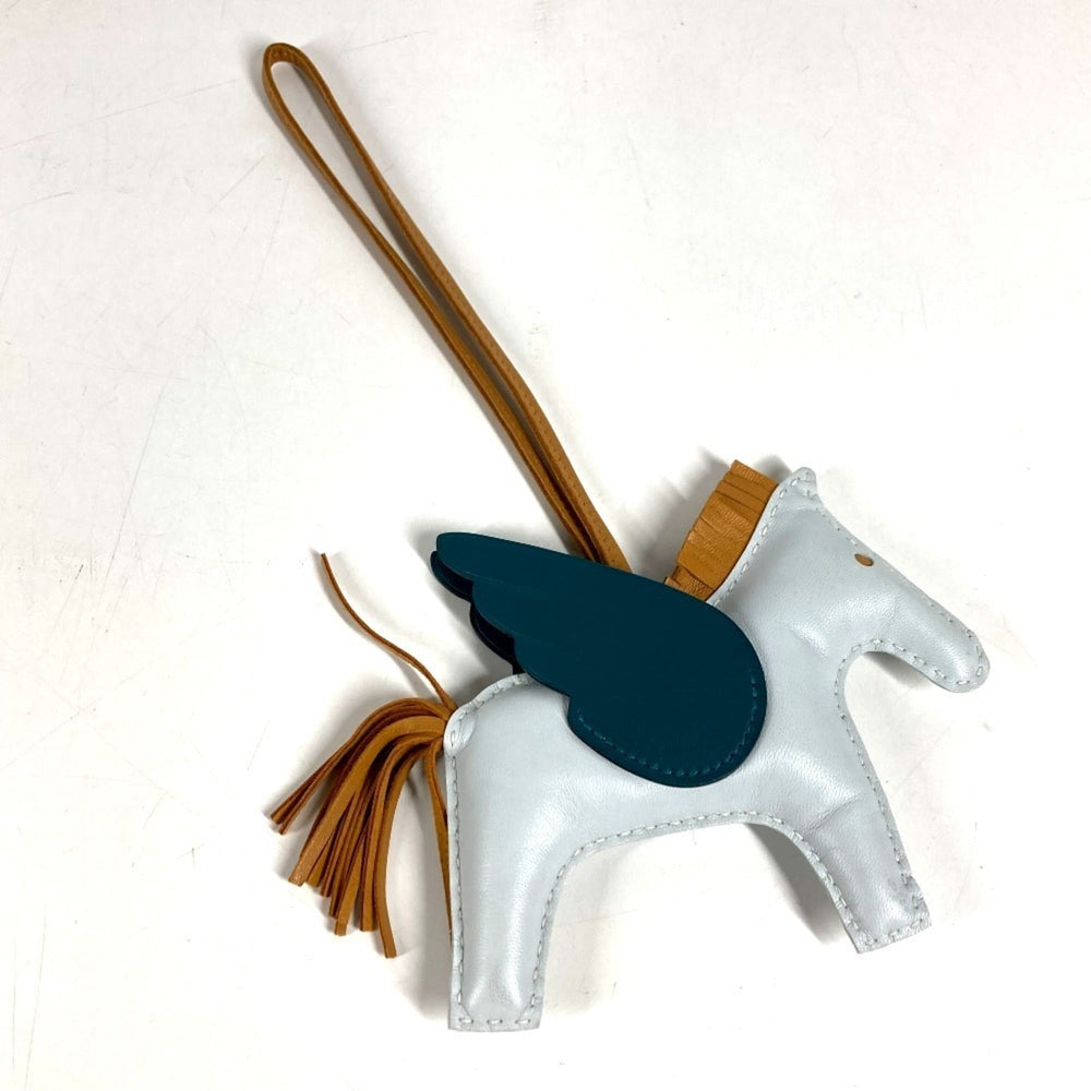 HERMES Horse Keychain Cheval Rodeo Pegasus MM Accessory Bag Charm Agneau Milo Men's Women's Blue Like New — Like New